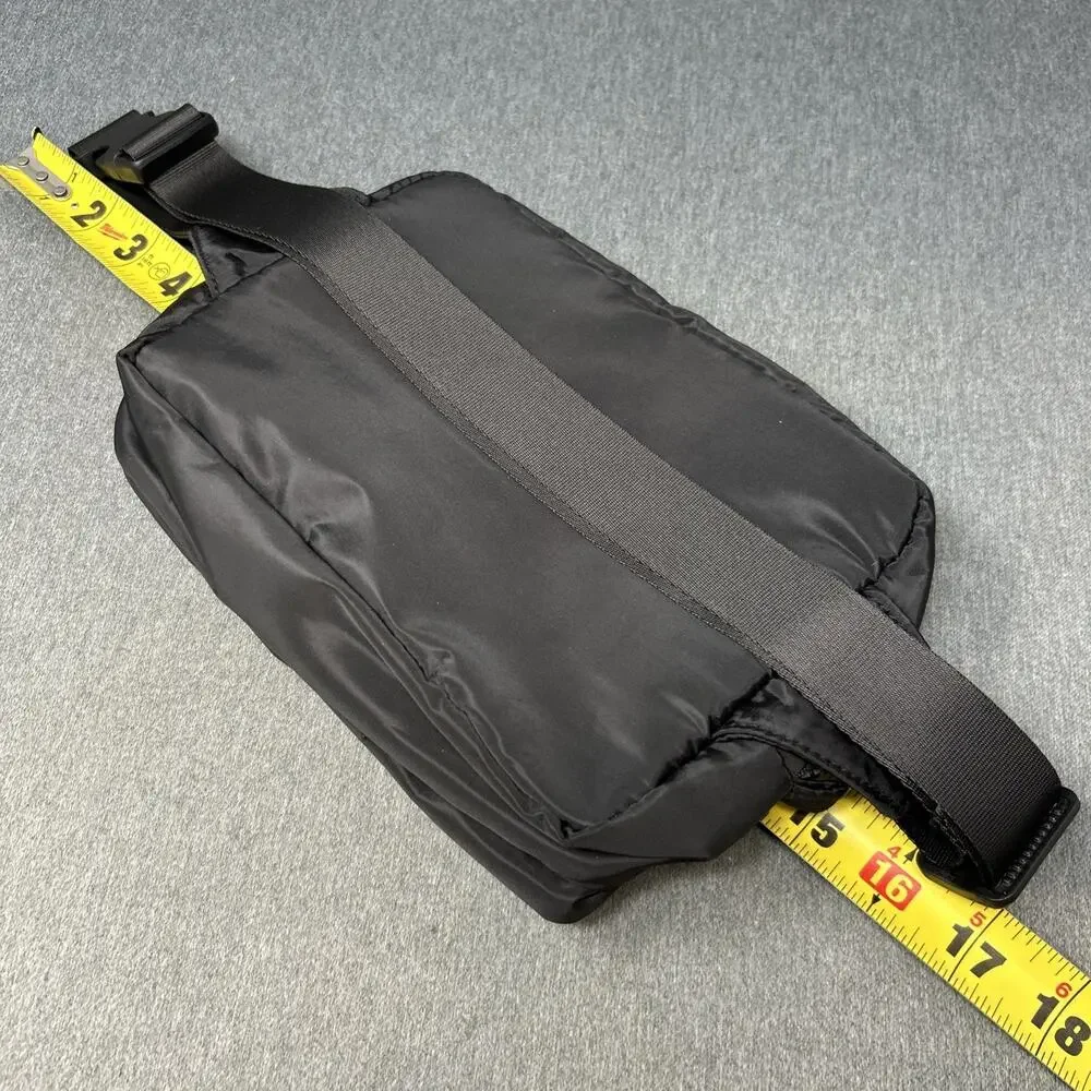 Bebe Black Nylon Belt Bag Fanny Pack Multi Pocket Crossbody Sling Travel 34-46